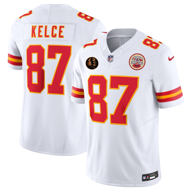 Men’s White Kansas City Chiefs #87 Travis Kelce 2025 F.U.S.E. John Madden Patch Vapor Untouchable Limited Stitched Football Jersey